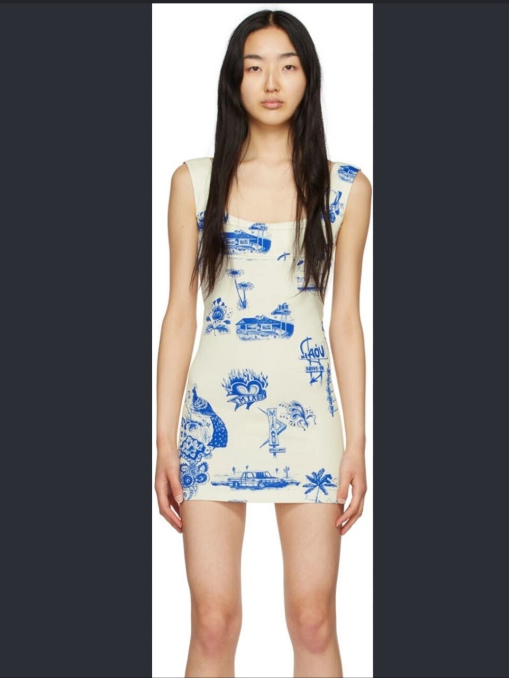 Miaou Vivi Crybaby Bustier Logo Soleil White Blue Mini Dress Size Small